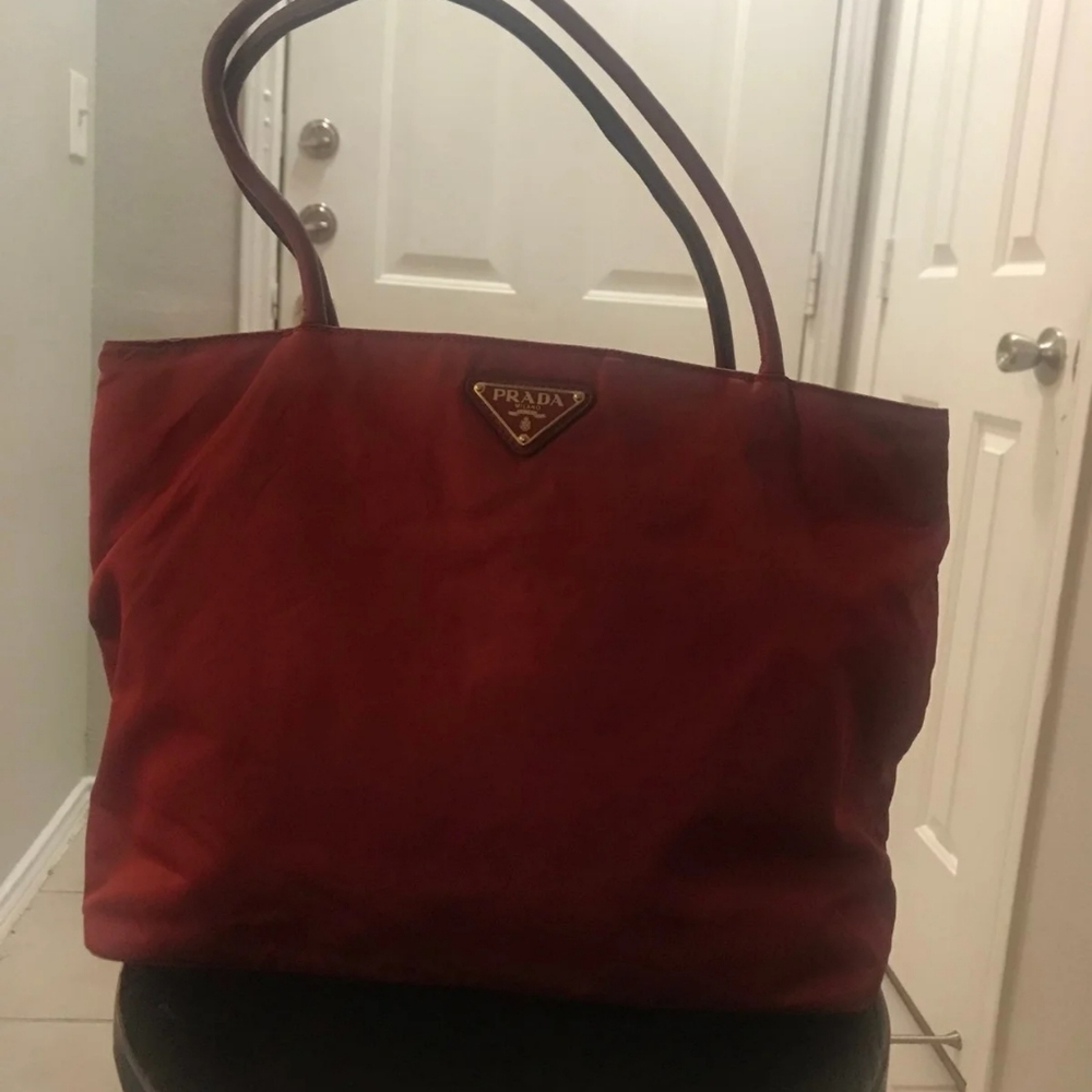 Prada red tote bag